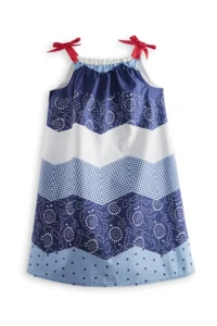 Denokids Navy Blue WHITE Patterned Poplin Girls' Dress - Image 3