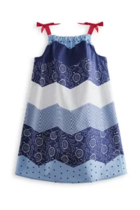 Denokids Navy Blue WHITE Patterned Poplin Girls' Dress - Image 4