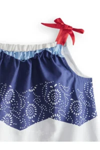 Denokids Navy Blue WHITE Patterned Poplin Girls' Dress - Image 5