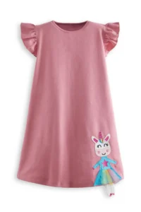 Denokids Lilycorn Girls' Pink Summer Dress - Image 3