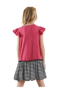 Denokids Kedicik Girls' Fuchsia Summer Dress - Image 2