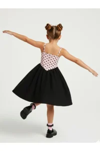 Denokids Girl's Dress Cotton Pink Black Polka Dot Spring Summer Season 5-8 Years - Image 2