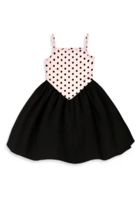 Denokids Girl's Dress Cotton Pink Black Polka Dot Spring Summer Season 5-8 Years - Image 5