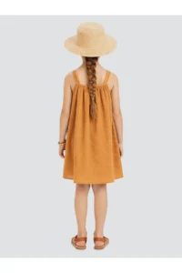 Denokids Girl's Floral Dress Mustard Yellow Spring Summer Season 5-10 Years - Image 2
