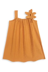 Denokids Girl's Floral Dress Mustard Yellow Spring Summer Season 5-10 Years - Image 4