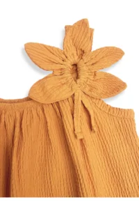 Denokids Girl's Floral Dress Mustard Yellow Spring Summer Season 5-10 Years - Image 6