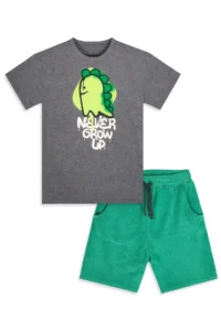 Denokids Boy's Suit Dinosaur Printed T-Shirt Towel Shorts Double Suit Summer 4-8 Years - Image 4