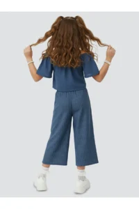 Denokids Girl's Suit Denim Look Blouse Trousers Woven Summer 4-10 Years - Image 2