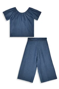 Denokids Girl's Suit Denim Look Blouse Trousers Woven Summer 4-10 Years - Image 5