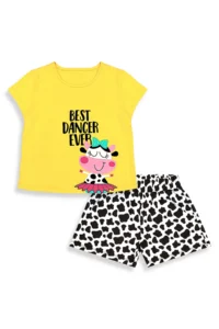Denokids Girls' Suit Yellow T-shirt Shorts Suit Spring Summer 2-7 Years - Image 4