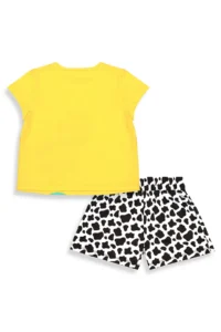Denokids Girls' Suit Yellow T-shirt Shorts Suit Spring Summer 2-7 Years - Image 5