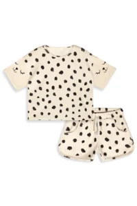 Denokids Girl's Suit Leopard Towel Fabric T-shirt Shorts Suit Summer 4-9 Years - Image 4