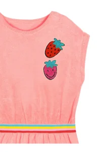 Denokids Girl's Dress Towel Fabric Strawberry Patterned Summer 4-10 Years Old - Image 6