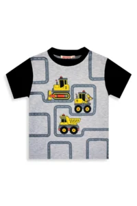 Denokids Boy's Set Construction Vehicles Printed T-Shirt Black Shorts Summer Set - Image 6