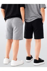 Denokids Boys' Short 2 Sets Paket Black Shorts Gray Shorts - Image 2