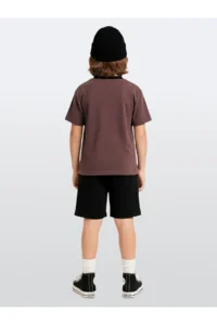 Denokids Boy's Suit Smiling Face Printed 100% Cotton T-Shirt Black Shorts Summer Suit - Image 2