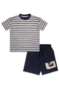 Denokids Boy's Suit Striped T-Shirt Pirate Shorts Summer Suit - Image 4