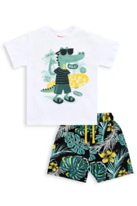 Denokids Boy's Suit Crocodile Hawaii Printed T-Shirt Shorts Double Suit Summer 2-8 Years - Image 4