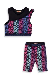 Denokids Girls' Sports Leggings Crop Top 2 Sets Set 6-11Y - Image 4