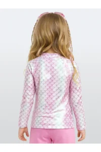 Denokids UV Protected Girl's Swimsuit T-shirt UVP+50 Factor Protection Long Sleeve Mermaid - Image 2