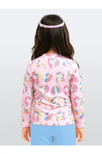 Denokids UV Protected Girl's Swimsuit T-shirt UVP+50 Factor Protection Long Sleeve Unicorn - Image 2
