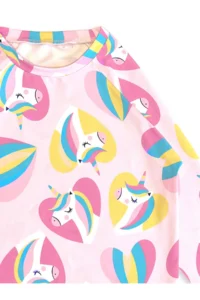 Denokids UV Protected Girl's Swimsuit T-shirt UVP+50 Factor Protection Long Sleeve Unicorn - Image 6
