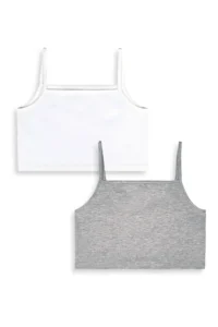 Denokids Girl's Crop Top 2-Piece Set Strappy Gray White Crop Top - Image 5