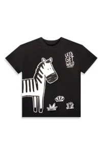 Denokids Boy's Festive Suit Zebra Printed Cotton T-Shirt and Striped Woven Shorts Summer Suit - Image 6
