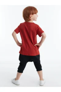 Denokids Hi Ponçik Boys' Short Set-Brick Red - Image 2