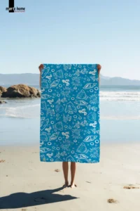 Marte Home Datça - Blue Coral pattern Printed Beach Towel - Image 2