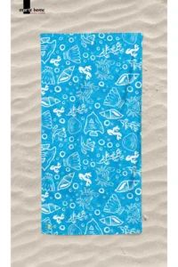 Marte Home Datça - Blue Coral pattern Printed Beach Towel - Image 3
