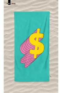 Marte Home DOLLAR SIGN $ Printed Colorful Beach Towel - Image 3