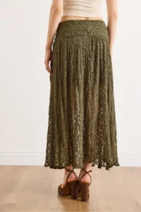 Olalook Women's Khaki Waist Accessories Lined Slit Boho Skirt - Image 6