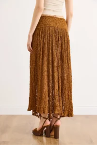 Olalook Women's Tan Waist Accessories Lined Slit Boho Skirt - Image 6