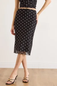 Olalook Women's Black Lined Polka Dot Tulle Skirt - Image 4