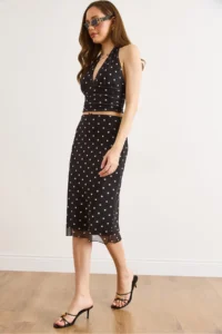 Olalook Women's Black Lined Polka Dot Tulle Skirt - Image 5