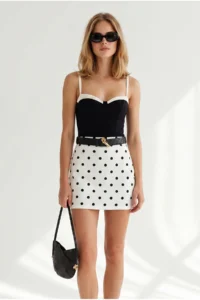 Olalook Women WHITE Puantiye Mini OF shorts Skirt - Image 3