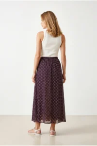 Olalook Women's Plum Patch Patterned Lined Polka Dot Tulle Skirt - Image 5