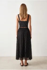 Olalook Women's Black Polka Dot Lined Bell Tulle Skirt - Image 4