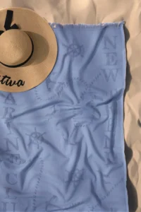 FAVORA Trend 100% Cotton Embossed Beach Towel - Blue - Image 2
