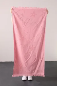 FAVORA Trend 100% Cotton Embossed Beach Towel - Pink - Image 2
