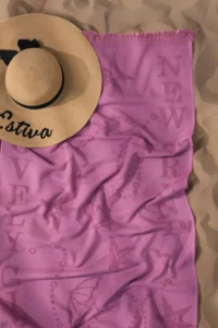FAVORA Trend 100% Cotton Embossed Beach Towel - Plum - Image 2