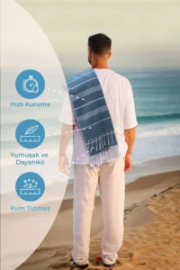 FAVORA Peshtamal Beach Towel 90x140 - Blue - Image 3