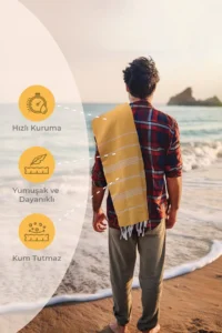 FAVORA Peshtamal Beach Towel 90x140 - Yellow - Image 3
