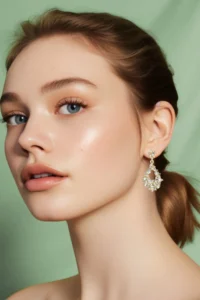 Glaren Drop Shaped Hanging White Stone Gold Color Evening Dress Women's Earrings