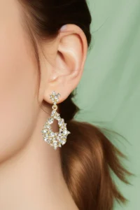 Glaren Drop Shaped Hanging White Stone Gold Color Evening Dress Women's Earrings - Image 2