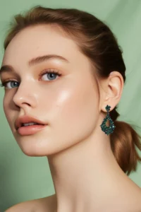 Glaren Drop-Shaped Green Stone Evening Dress Women's Earrings