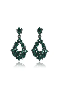Glaren Drop-Shaped Green Stone Evening Dress Women's Earrings - Image 3