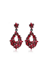 Glaren Drop Shaped Dangling Red Stone Evening Dress Women's Earrings - Image 3