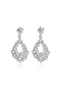 Glaren Drop Shaped Dangle White Stone Silver Color Evening Dress Women's Earrings - Image 3
